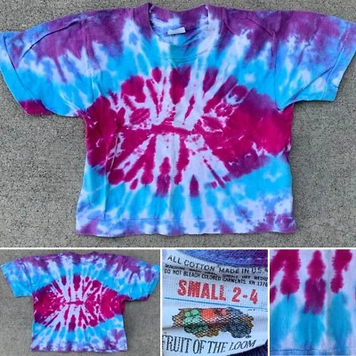 Camiseta vintage tie dye punto único niño talla 2-4 todo algodón hecha en EE. UU. Foto 1 de 4