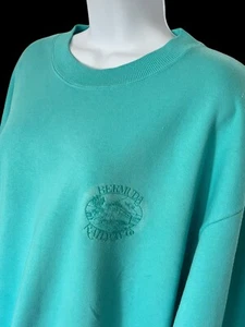 Bermuda Railway Co Sweatshirt XL Teal Crewneck Unisex Pullover Y2K NEW Railroad - Picture 1 of 9