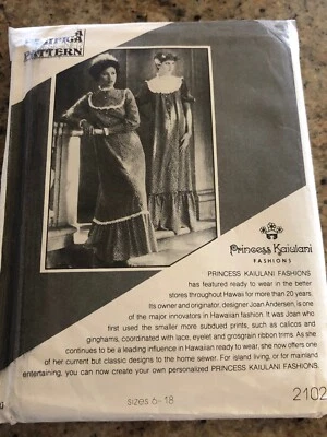 🌸PATTERNS PACIFICA 2102-LADIES HAWAIIAN PRINCESS KAIULANI DRESS PATTERN 6-18 FF - Image 1 of 3