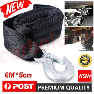 6M x 5cm Trailer Winch Strap with Heavy Duty Hook 10000LBS Boat Tow Jet Ski Rope - Picture 1 of 12