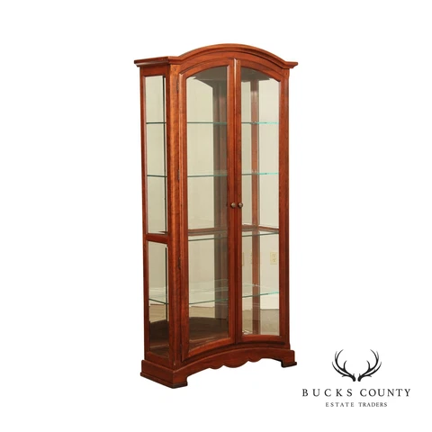 Traditional Style Cherry Illuminated Curio Display Cabinet Cover