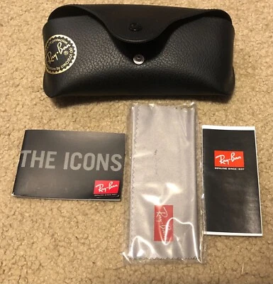 Estuche para gafas de sol Ray Ban negro paño de limpieza y papel Foto 1 de 2