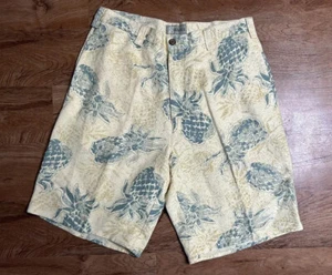 Cubavera pantaloncino golf uomo 34 giallo stampa ananas piatto davanti misto ramie - Foto 1 di 5