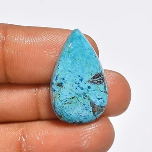 15.00 Cts Lab-Created Shattuckite Loose Gemstone Pear Cabochon 27X15X5 mm - Picture 1 of 6