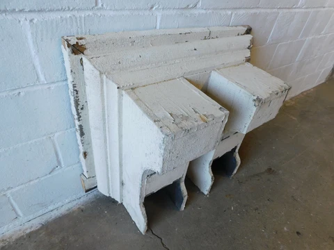 1800's Antique Wooden Double CORBEL / Bracket White VICTORIAN Style Large ORNATE Cover