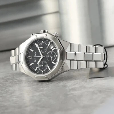 OROLOGIO UOMO BULOVA OCTAGON PRECISIONIST CRONO QUARZO QUADRANTE NERO 96B410 - Immagine 1 di 4