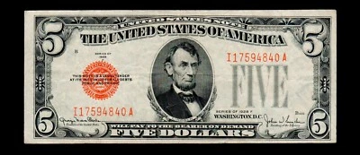 1928 F $5 United States Note Free shipping {C224} - Image 1 of 2