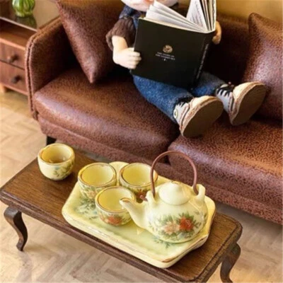 Juego de té de cerámica para casa de muñecas modelo de muebles adorno miniatura 1:12 Foto 1 de 4