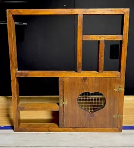 Wooden Curio Hanging Shelf w/ Heart Door Large Slim Country Farmhouse Vintage - Picture 1 of 8