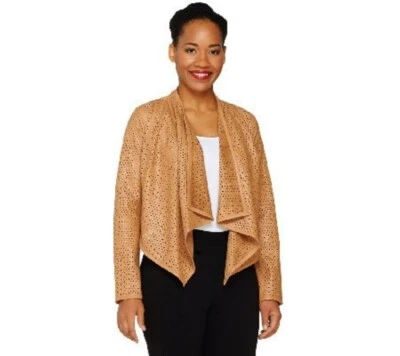 Nova Jaqueta de Moto GILI Vegana Couro Sintético Bronzeado Frente Aberta - Tamanho 0 (XS) MSRP: US$ 109 - Imagem 1 de 4