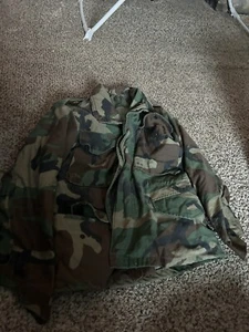 US Army Issue Woodland BDU Camo Field Jacket Coat Cold Weather X Small M81 Gwot - Picture 1 of 4