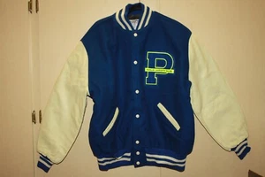 Vintage DELONG Letterman’s VARSITY JACKET PANJA CLUB BLUE CREME COLORS XL - Picture 1 of 5
