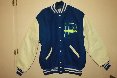 Vintage DELONG Letterman’s VARSITY JACKET PANJA CLUB BLUE CREME COLORS XL - Image 1 of 4