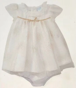 EDGEHILL COLLECTION Ivory Gold Glitter Tulle Dress NEW Infant Girls Sz 12 18 Mos - Picture 1 of 8