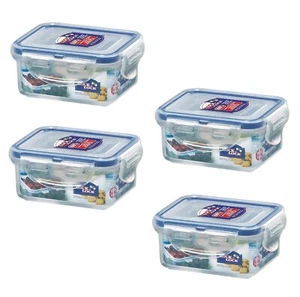 pack Of 4 Lock & Lock Airtight Rectangular Food Storage Container 6oz / 0.76cu - Picture 1 of 6