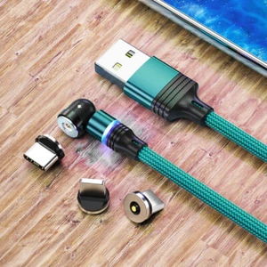 3-in-1 180°+360° Magnetic Charger Cable For Apple Micro USB Type-C Samsung LG - Picture 1 of 18