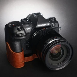 Handmade Genuine Leather Camera Cover Half Case Bag For Olympus OM-1 - Picture 1 of 17