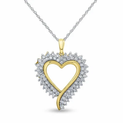 Colgante de plata de ley 925 con corazón de diamantes creado en laboratorio de 2,00 quilates regalo de San Valentín Foto 1 de 3