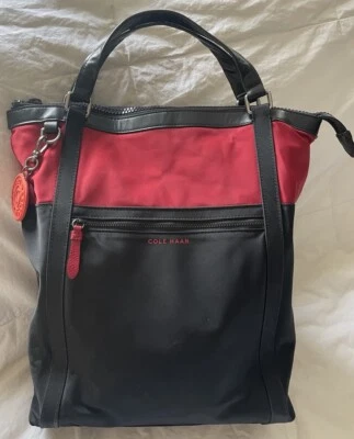 COLE HAAN двухцветный нейлона N/S GRAND серии трансформируемый сумка с короткими ручками рюкзак изящный - Изображение 1 из 4
