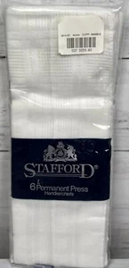 Stafford Pack of New 16" Square White Handkerchiefs 6 Permanent Press - Picture 1 of 5