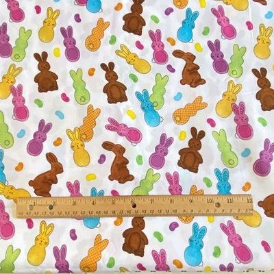 BTY Novelty Easter Bunny Toss Fabric Quilting Cotton Prints - Image 1 of 4