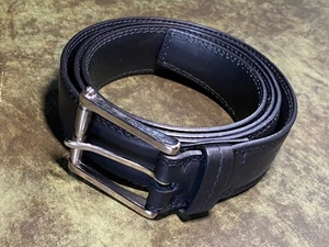 Ceinture réglable Ermenegildo Zegna cuir véritable noir 38 fait main italien - Photo 1/7