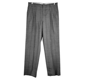 Pantalones de vestir de lana plisados a cuadros grises para hombre talla 34 X 32 - Imagen 1 de 15