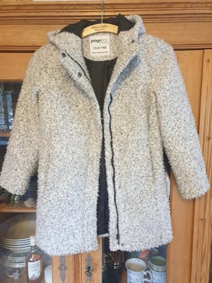Page one young Mädchen Mantel Gr. 134 140 Grau meliert Herbst Winter Jacke  - Bild 1 von 4