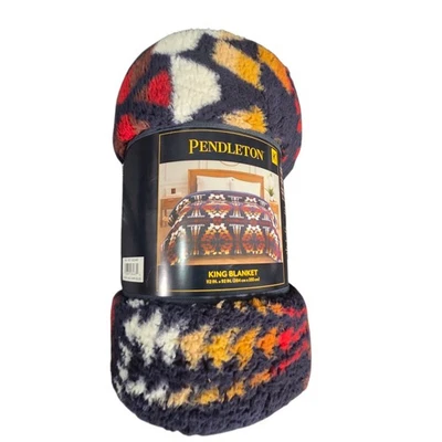 Pendleton New King Size Fleece Blanket 112”x92” Legend Lake Dark Blue Multi NWT - Image 1 of 3