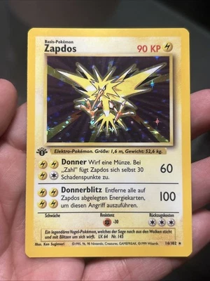 Pokemon TCG Zapdos 16/102 Base Set 1st Edition Holo German- NM - Image 1 of 4