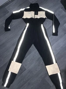 Womens Jumpsuit UK 8 Black Reflective Shell Suit Panelled RRP £60 Pretty Little - Picture 1 of 5
