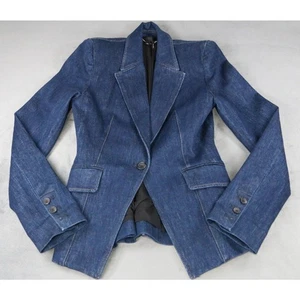 Blazer Paige Denim Botón Único Muesca Solapa Solapa Bolsillos Chaqueta Mujer Azul XS - Imagen 1 de 9