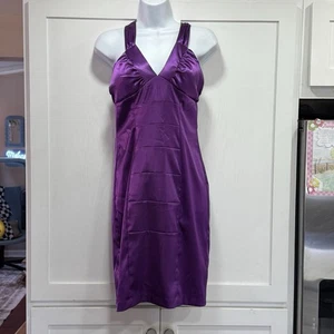 Y2k Ruby Rox Purple Satin Bodycon Halter Dress Hoco Prom Formal Junior 5 S - Picture 1 of 12