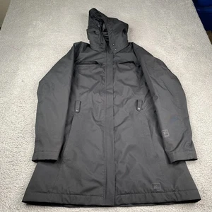 REI E1 Elements Rain Coat Jacket Womens Medium Black Windbreaker Full Zip Hooded - Picture 1 of 14