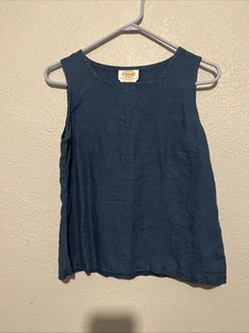 Vintage Talbots blau quadratischer Ausschnitt 100 % irisches Leinen Tanktop Größe Small S - Bild 1 von 6