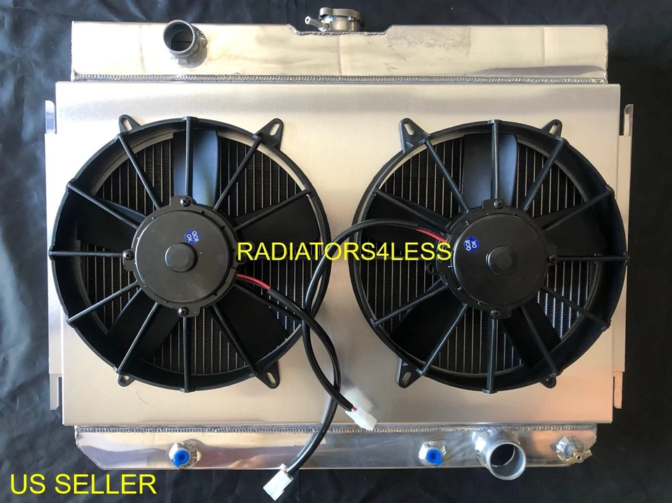 CAMPEÓN 4 FILAS ALUMINIO CUBIERTA RADIADOR 12" VENTILADORES HD 63-68 IMPALA MUCHOS COCHES CHEVY Foto 1 de 3