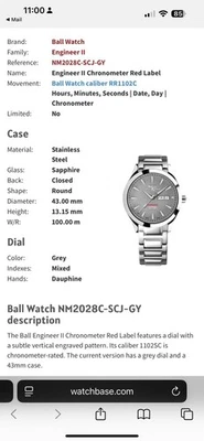 Reloj Ball Engineer II Cronómetro Etiqueta Roja 43mm Foto 1 de 3