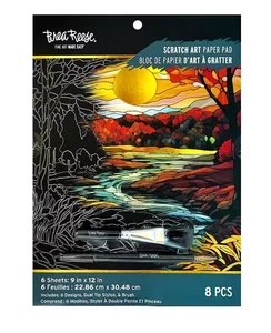 Brea Reese STAINED GLASS FALL Scratch Art Paper Pad 9" x 12" NEW - Picture 1 of 5