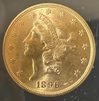 S Liberty 1896 $20,00 - 1 oz. Moneda de oro - ¡Brillante huelga! Foto 1 de 2