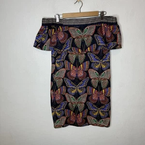 Trina Turk Weldon Butterfly Dress Off The Shoulder Mini Women’s Medium Cotton - Picture 1 of 8