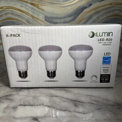 6 Pack BR20 R20 Flood Bulbs LED 7W 50W E26 Medium Base 2700K Warm White Dimmable - Image 1 of 4
