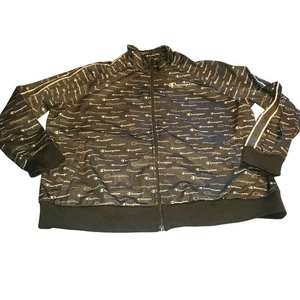 Champion Size 3X Women's All Over Logo Zip Up Black Track Jacket Lightweight - Picture 1 of 9