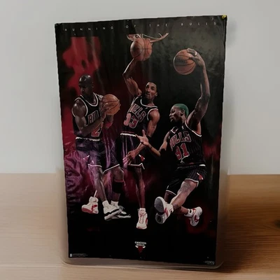 Vintage 1996 Running Of The Bulls 16x20 Poster Chicago Jordan Rodman Pippen 90s - Image 1 of 4