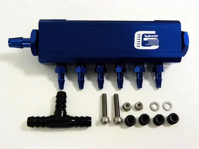 VMS 6 COLETOR DE ADMISSÃO A VÁCUO COMBUSTÍVEL GÁS TURBO WASTEGATE BOOST PERFORMANCE JDM AZUL - Imagem 1 de 4