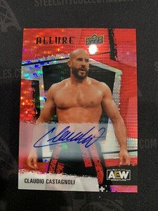 2022 CLAUDIO CASTAGNOLI UPPER DECK ALLURE AEW #47 RED RAINBOW AUTO!!