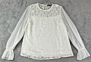 White House Black Market Bluse L bestickt Overlay Fee ätherisch romantisch - Bild 1 von 13