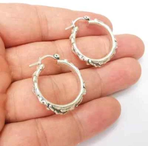 Silver Hoop Earrings, Antique Silver Plated Hoop Earring, Findings - Picture 1 of 6