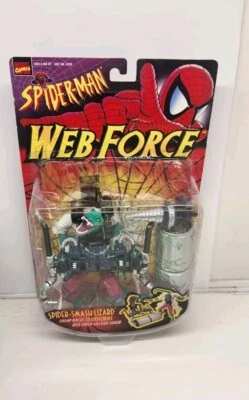 Figura de acción de colección 1997 Spider Man Web Force Spider Smash Lizard Toy Biz Foto 1 de 3
