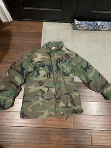 Woodland Camouflage M65 Field Coat Cold Weather XL Regular (BROKEN ZIPPER) - Picture 1 of 6
