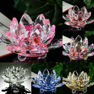 Crystal Light Craft Tea Decor Candle Lotus Candlestick Flower Glass Holder Home - Picture 1 of 20